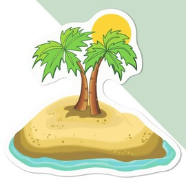 Medium 100mm 'Desert Island' Permanent Sticker Decal for Cars/Windows/Bins/Walls etc (DW00088377)