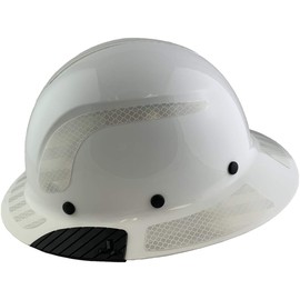 Lift Safety Helmet - Actual Carbon Fiber Full Brim Hard Hat - White with White Reflective Decals with Hard Hat Tote Bag