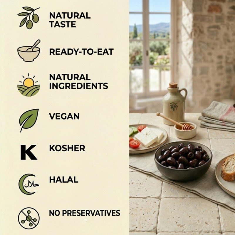 Marmarabirlik Black Olives, Turkish Pickled Olives, Hand-Picked, Healthy Snacks, Mediterranean