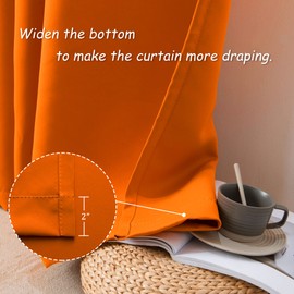 DUALIFE Orange Blackout Curtains for Living Room - 63 Inch Length Rod Pocket Thermal Insulated Energy Saving Room Darkening Noise Reducing Curtains for Bedroom Set of 2 Panels (Orange 42x63)