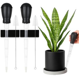 Tpocikd 2pcs Plants Water Tray Water Absorber,Watering Trays Plant Water Cleaner Sucker with Cleaning Brush and Bracket,for Water Pot Plants Water Pump Water Trays Plant Pots Accessories