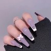 Bufenia 24 Pcs False Nails Coffin Ballerina Bow Tie Matte
