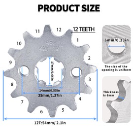 Bccxzm 428 12T 17mm Motorcycle Front Engine Sprocket for 50cc 70cc 110cc 125cc 140cc 160cc Honda TaoTao Roketa Coolster Sunl Lifan Chinese ATV Quad Dirt Bike