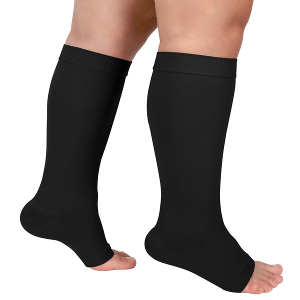 MGANG Compression Socks 4XL Plus Size Open Toe Knee High