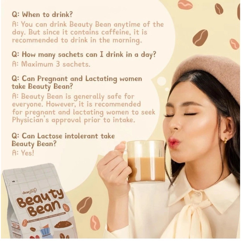 Dear Face BEAUTY BEAN Premium Korean Mocha Coffee 10 Sachets