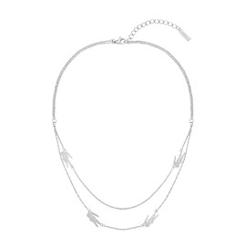Lacoste Women's CROCODILE Collection Doble Chain Necklace in Stainless Steel with Crocodile-Shaped Charms - 2040469