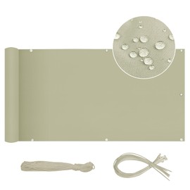 Sekey Balcony Privacy Screen, Balcony Cover, 90 x 600 cm, Balcony Privacy Screen, Balcony Cladding, Oxford with Nylon Cable Ties, Opaque, Waterproof, Wind Protection, Taupe