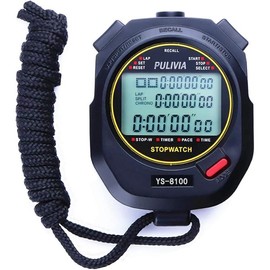 Stopwatch Timer Lap Split Digital Stopwatch with Clock Calendar Alarm, Large Display Stop Watch for Sports Kids Coaches Swimming Running - Style: 100 laps/splits-black