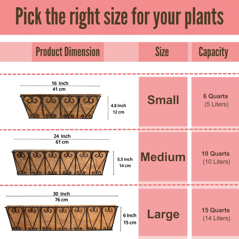 LaLaGreen Wall Planters - 2 Pack, 16 Inch Window Flower