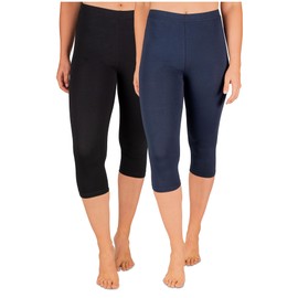 SES Capri Leggings, Women's, Pack of 2, Sizes 32-34 to 56-58, Opaque Women's Capri Leggings, Elastic Women's Leggings 3/4 Long Cotton, Women's Capri Leggings with Perfect Fit