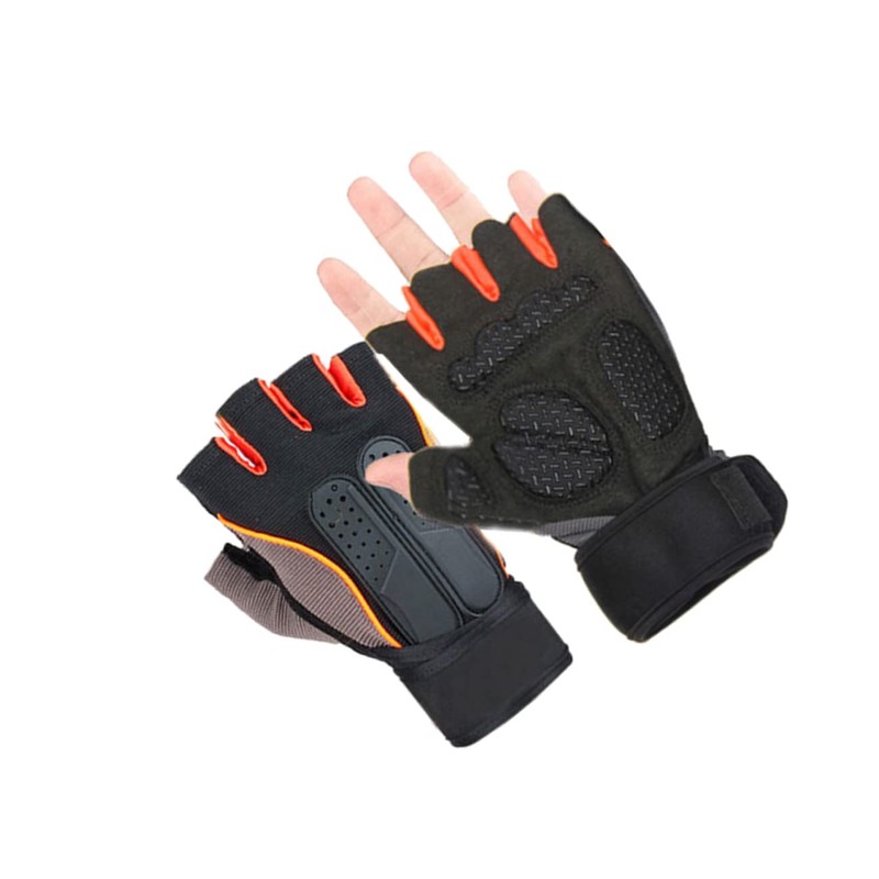 Kisangel 2 Pairs Grip Strength Half-Finger Gloves Wrist Straps Men's