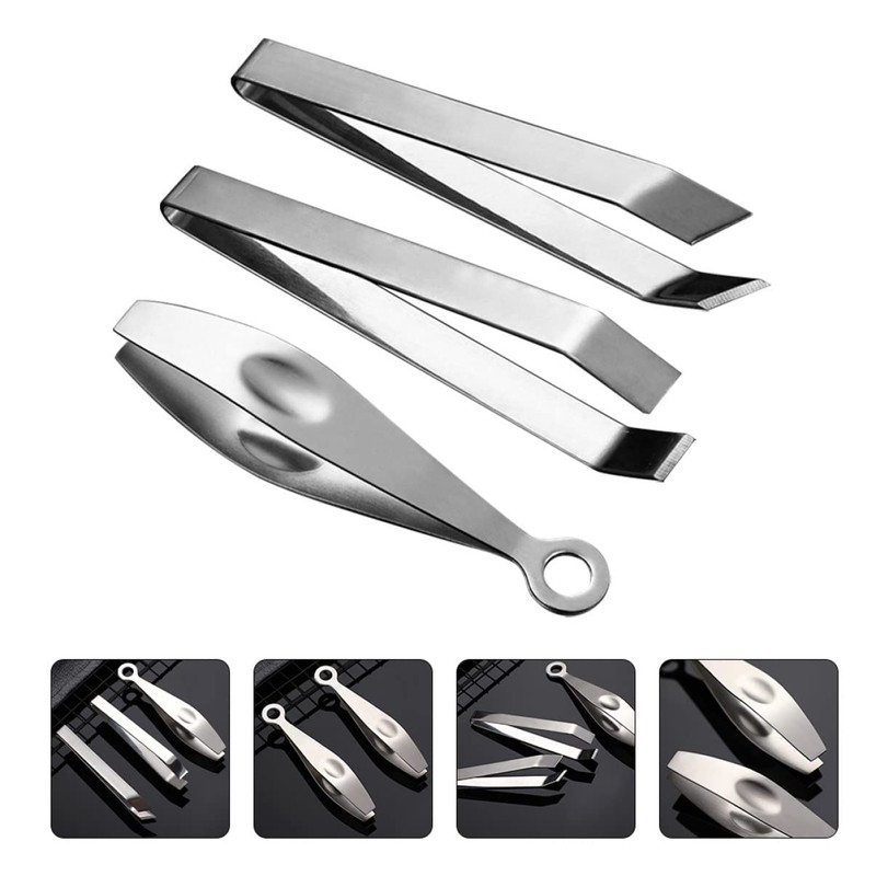 Healvian 3pcs Stainless Steel Poultry Tweezer Set Durable Hair Puller