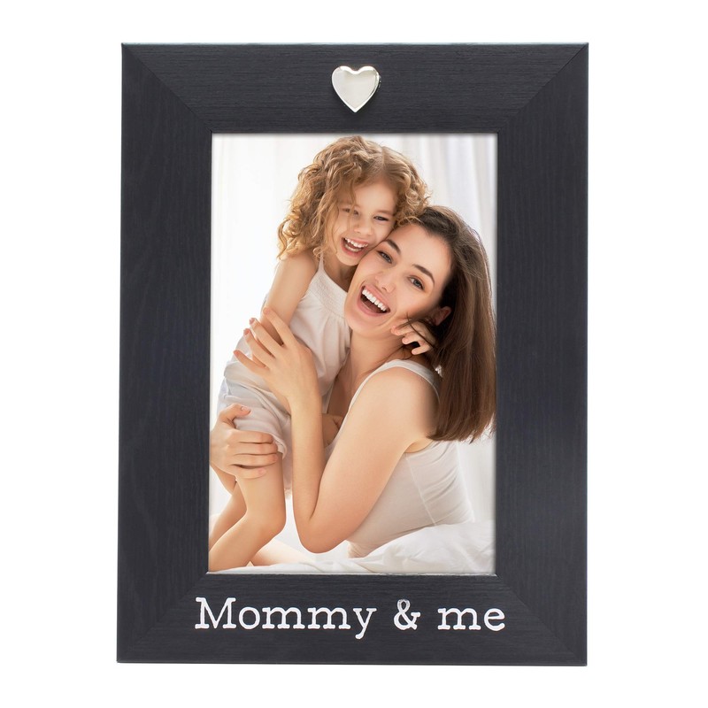 MIMOSA MOMENTS Silver Heart Black Picture Frame for 4x6 photo