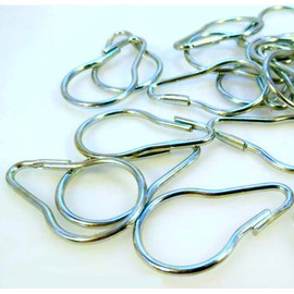 Byour3 Hooks for Awning for Outdoor Use, Steel Hooks, White, Transparent, with Galvanized Steel Mesh Eyelets, Hooks for Shower Curtain (Metal Hooks for Stick, Pack of 10)