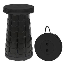 NEUEFAMI Camping Stool Portable Collapsible Stool Retractable Stool Folding Chair Outdoor Telescopic Stool Capacity 400lb Lightweight for Fishing Hiking Trips BBQ Stool Black