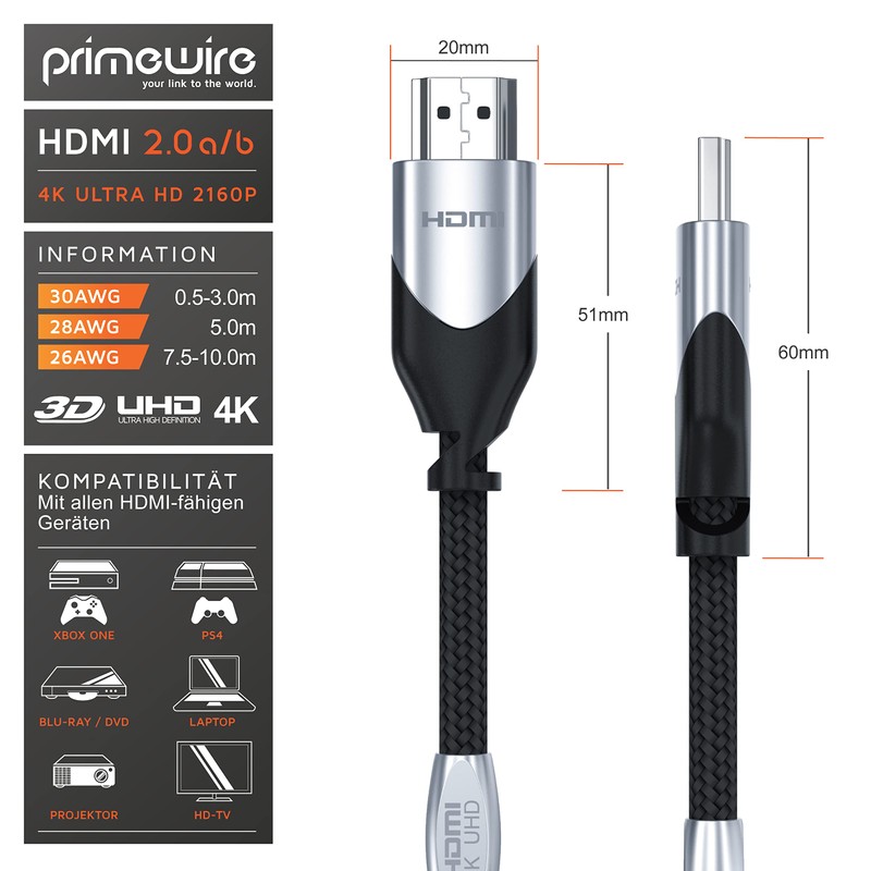 Primewire HDMI 4k Cable, Black