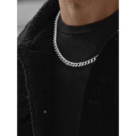 Hoyazvet Cuban Chain Necklace for Men Stainless Steel Curb Chains 8MM 28inches