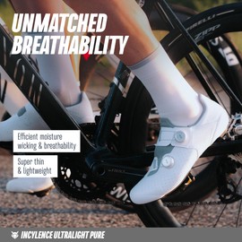 INCYLENCE Men's Road Bike Socks, Ultra Thin Cycling Socks with Light Compression, Breathable and Smooth Toe Seam, 1 Pair, White, 43 - 46