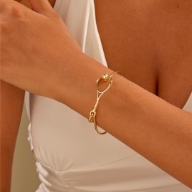 Dainty Gold Bracelet for Women Simple Thin Cuff Bangle Hook Bracelet 18K Gold Plated Elegant and Minimalist Jewelry for Everyday Wear