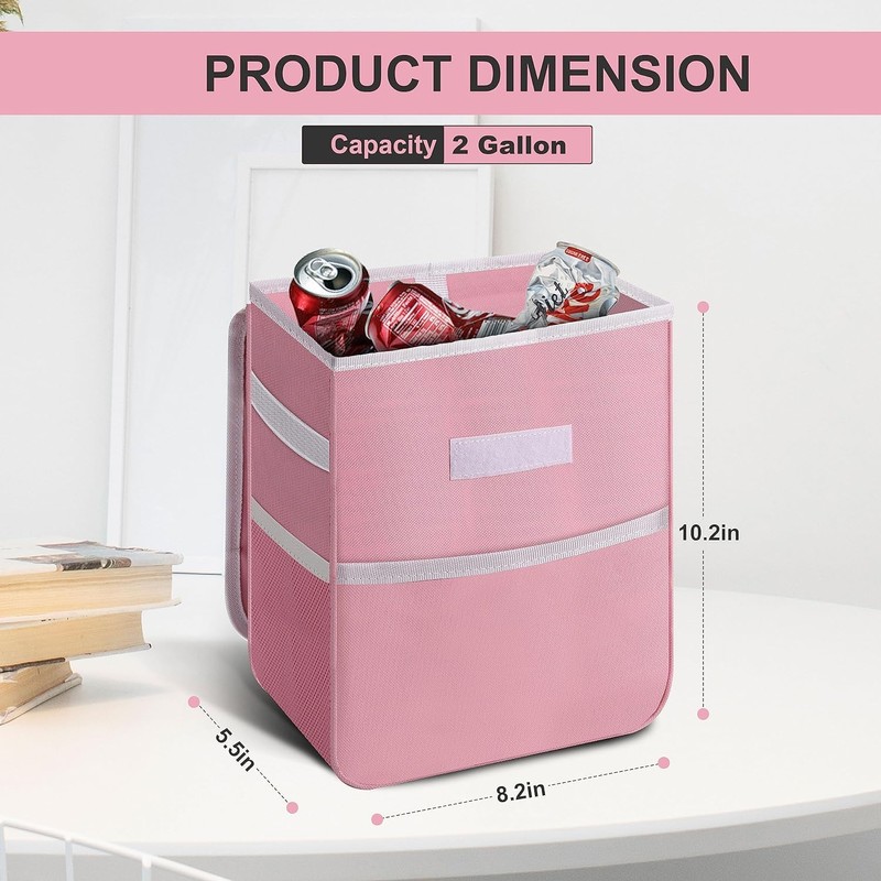 Simple Deluxe Car Trash Can with Lid and Storage Pockets,
