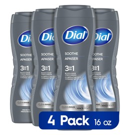 Dial Men 3in1 Body, Hair and Face Wash, Soothe, Infinite Fresh, 16 fl oz, Pack of 4