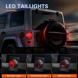 SKTYANTS LED Round Tail Light Brake Light Turn Signal Reverse Light Compatible with Jeep Wrangler Unlimited JK 4 Door Led Taillight(2 pcs)