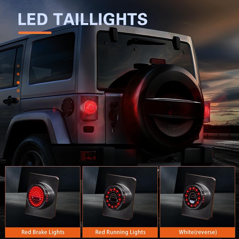 SKTYANTS LED Round Tail Light Brake Light Turn Signal Reverse