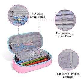 FINPAC Pencil Case, Large Capacity School Pencil Case with Built-in Pen Slot, Pencil Pouch w/Double Zipper and Inner Mesh Layer, Portable Stationery Pencil Bag, (Horse)