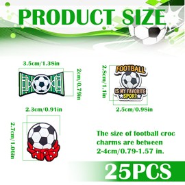 NECXON Football Croc Pendants, 25 Pieces Boys Croc Pendants, Girls Football Jibbitz Croc Pendants, DIY Shoe Accessories for Kids and Adults, Polyvinyl Chloride, No Gemstone