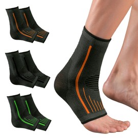2 Pack Foot & Ankle Brace Compression Socks,Wrap &Ankle Support Compression Sleeve for Men & Women,support socks for Sprained Ankle,Heel Spurs,Injury Recovery,Achilles Tendonitis,Plantar Fasciitis (Orange, Large)