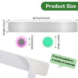 ZDZBLX Magnetic Board Magnet Bulletin Board Magnetic Strips with Adhesive Backing Metal Magnet Board Frameless Stainless Iron Strips Memo Board with 7Pcs Colorful Magnet for School Office Home, 2 Pcs