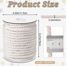 1/4" Cotton Piping Cord 6 mm x 165Feet Natual Cotton Macrame Rope Braided Cottons Rope for Clothesline, Baskets, Hangings, Pots, DIY Crafts, Beige