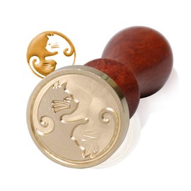 FsAlisa Wax Seal Stamp Sealing Wax Stamp Vintage Removable Brass Head Wooden Handle Great for Embellishment of Cards Envelopes, Wedding Invitations, Wine Packages, Gift Wrapping (Yin Yang Cats)
