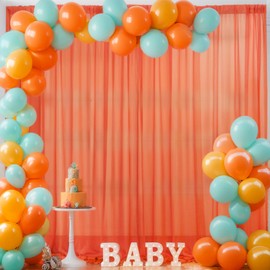 10ft x 10ft Orange Backdrop Curtains, Wrinkle-Free Sheer Chiffon Fabric Backdrop Drapes for Wedding Arch Party Ceremony Stage Decoration