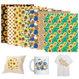 Tintnut Sunflower Sublimation Pattern Transfer Paper - 7 Sheets 12"x10", Sunshine Floral Pattern Sublimation Transfer Paper Bundle Compatible with Cricut for DIY Mugs, Tumblers, Key Chain, T-Shirts