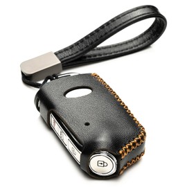Vitodeco Genuine Leather Smart Key Fob Case Cover Compatible with Kia Stinger 2018-2023 (4-Button, Black)