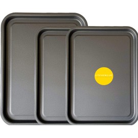 3-Pack - Essentials 38cm & 35cm Baking Tray Set Tray/Pan, Non-Stick, Multi-Pack Set Oven Trays - Dishwasher Safe and Easy Clean by KITCHENEUR®