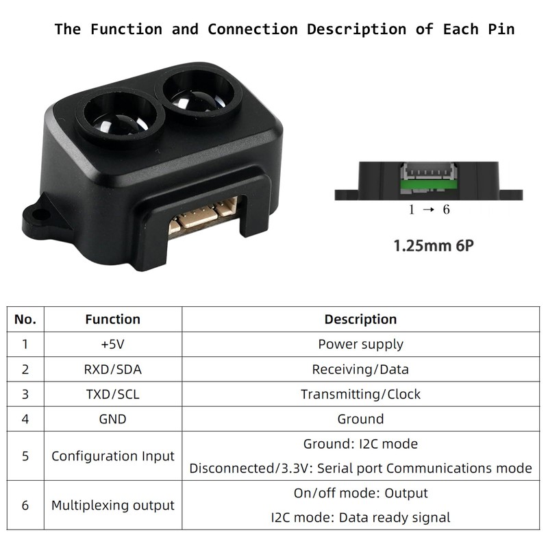 Benewake TF-Luna LiDAR Module Range Finder Sensor Single-Point Micro Ranging