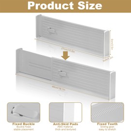 Lighterday 4-Pack Adjustable Drawer Dividers,Expandable Plastic Kitchen Clothes Drawer Organisers,Drawer Organiser Divider for Kitchen Bedroom Office Desk Drawer