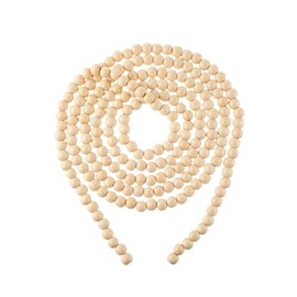 17 Feet Christmas Wooden Beads Garland for Decoration Wood Bead Rustic Tree Decor Rope Garlands Felt Ball with Skirt Mat Ornaments Natural Beaded of Prayer Wall Hanging (205 Inch)