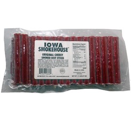 IOWA SMOKEHOUSE Smoked Beef Sticks, Cheesy Original - Protein Meat Snack - Sealed & Ready to Eat Sticks, Made in USA - 27 oz