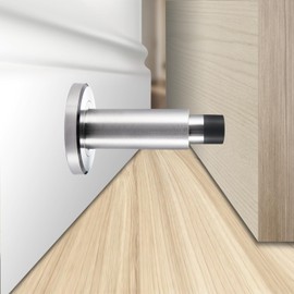 TOPTAKE Door Stoppers - Heavy-Duty Adjustable Stoppers for Bottom, Top, and Wall of Door – Anti Break-in 304 Stainless Steel Door Stops with Rubber Buffers (Stainless Steel)