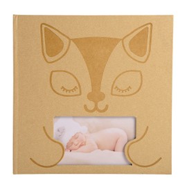 Exacompta - Ref 14562E - Zephire Cat Baby Medium Photo Album - 250 x 250mm in Size, 30 White Pages, Holds Up To Approx. 60 Photos - Beige Windowed Cover