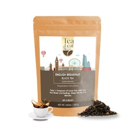 Tea Leaf & Co. English Breakfast Black Tea Rich and Aromatic Loose Leaf (3.52oz/100gm), Strong Black Tea, 50Serving/Pack, Crafted with 100% Black Tea, Low Caffeine