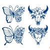 GZ638 639 Temporary Butterfly Flowers Tattoo Bull Skull Bull Antlers