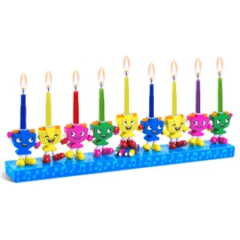 Ner Mitzvah Hand Painted Resin Hanukkah Menorah - Theme Menorahs for Chanukah - Dancing Menorahs Multicolored Chanukah Menorah for Kids