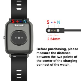 RuenTech Smart Watch Charger for Smart Watch, Magnetic Universal Charger, Charging Pin Spacing 2.54mm/4mm/7.62mm, Compatible for Smart Watch Charger (Black, 2.54mm)