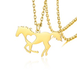VASSAGO Collar de caballo para mujeres y hombres, collar con colgante de caballo de acero inoxidable, joyería de animales, regalos para amantes de los caballos, Ajustable, Acero inoxidable, Sin piedra