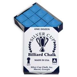 Silver Cup Billiard Pool Cue Chalk - ONE Dozen - Tournament Blue