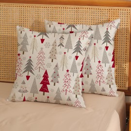 Christmas Pillow Covers 20x20 Set of 2 Christmas Decor Linen Pillowcase Geometric Colorful Christmas Tree Throw Pillows Winter Farmhouse Holiday Decorations Cushion Covers for Couch Home Sofa